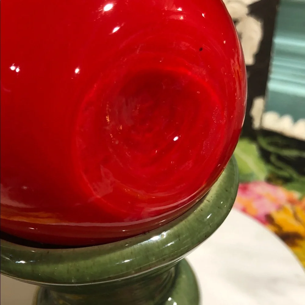 ❤️Vintage Red Glass Apple Decor